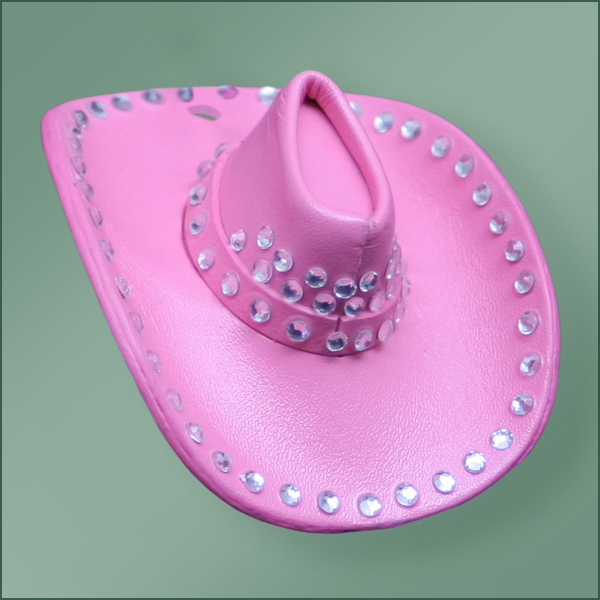 Leather Bling Cowboy Hat Ornament - Pink