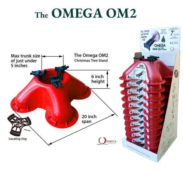 Live Christmas Tree Stand- No Screws Unbreakable Nylon Clamps Holds up to a 7' tree Holds 2.1 quarts of water