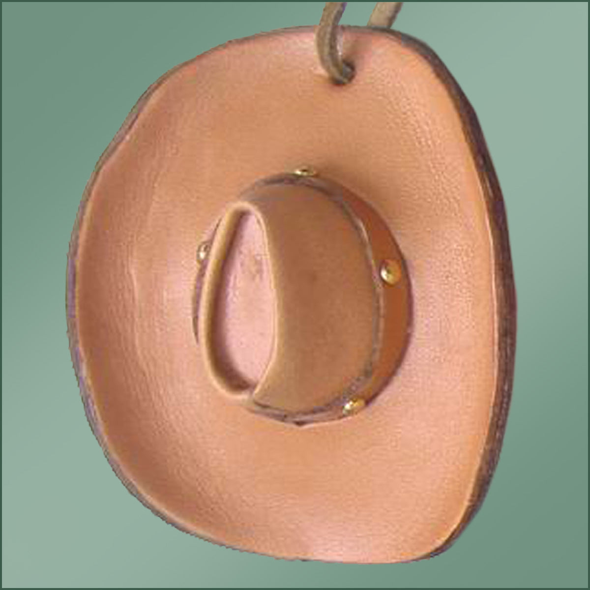 Leather Cowboy Hat Ornament - Tan
