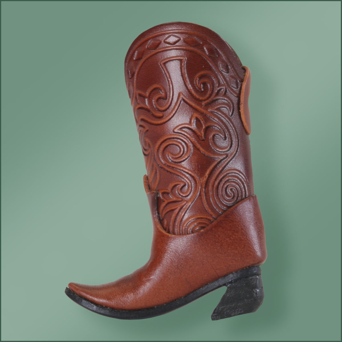 Leather Cowboy Boot Ornament- Dark Bown
