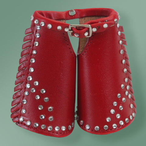 Leather Bling Chap Ornament - Red