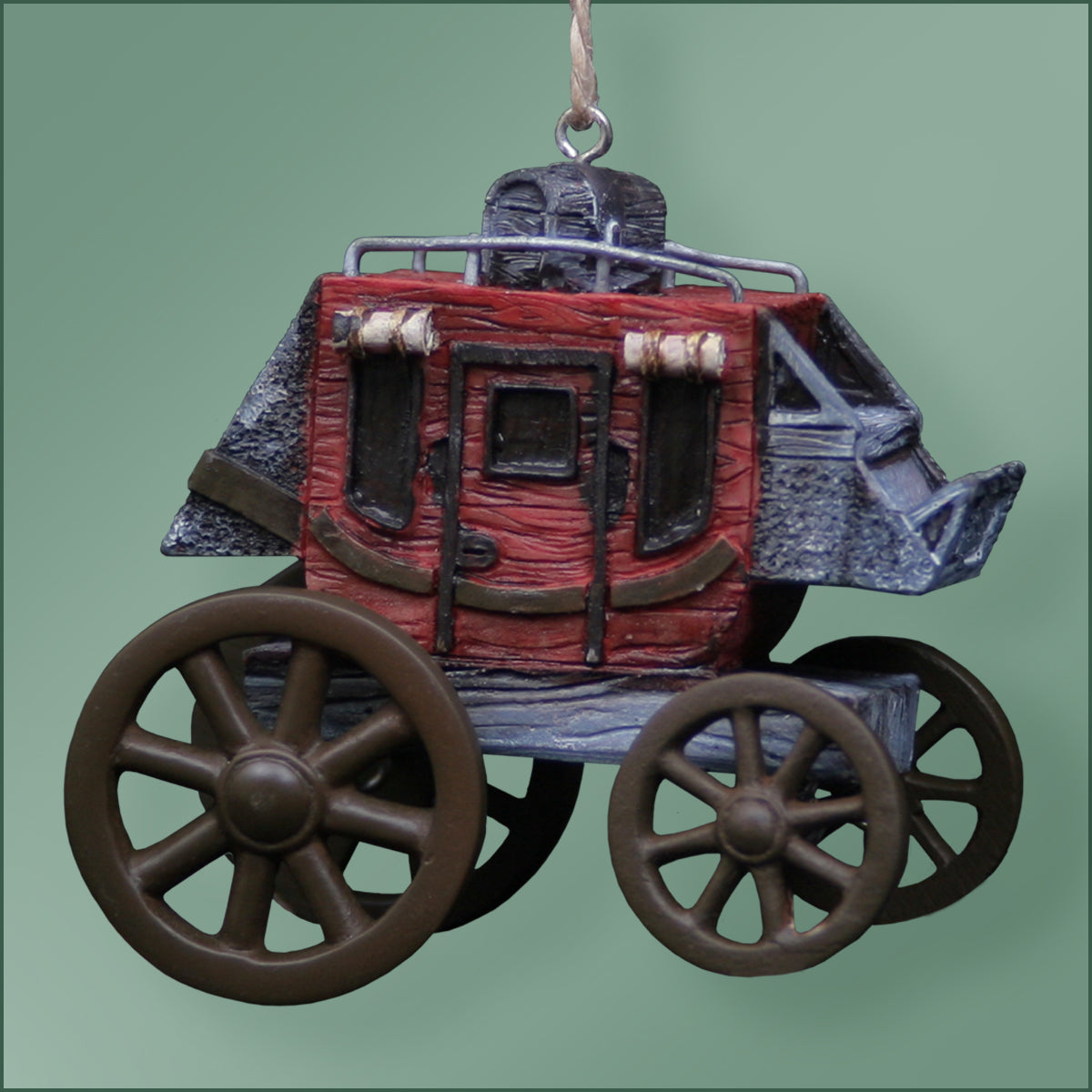 Polyresin - Stage Coach Ornament - Red