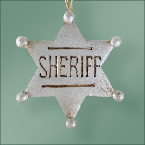 Polyresin - Sheriff Badge Ornament - Silver