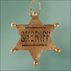 Polyresin - Sheriff Badge Ornament - Brass