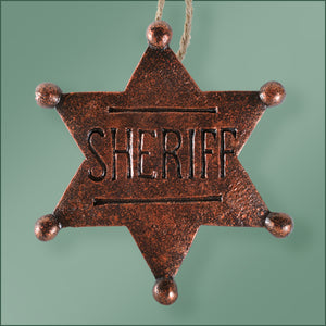 Polyresin - Sheriff Badge Ornament - Antique Copper