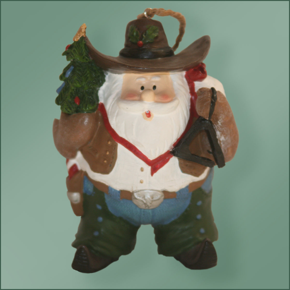 Polyresin - Santa with Tree And Triangle Ornament